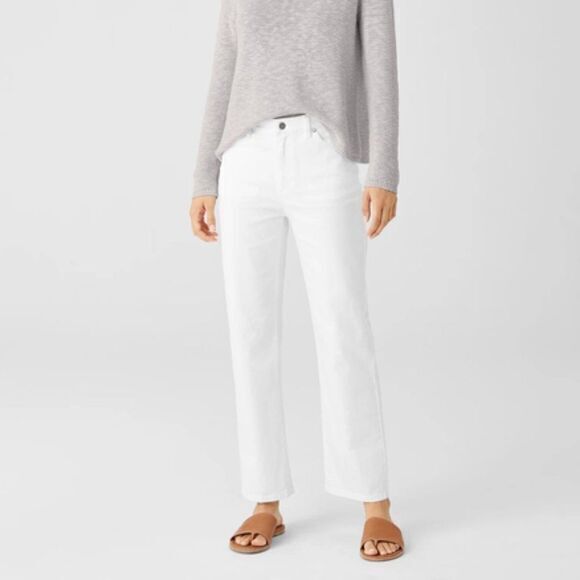 Eileen Fisher Organic Cotton Denim Straight Slim Jean Pants Pink Womens Size 8 - Picture 2 of 10